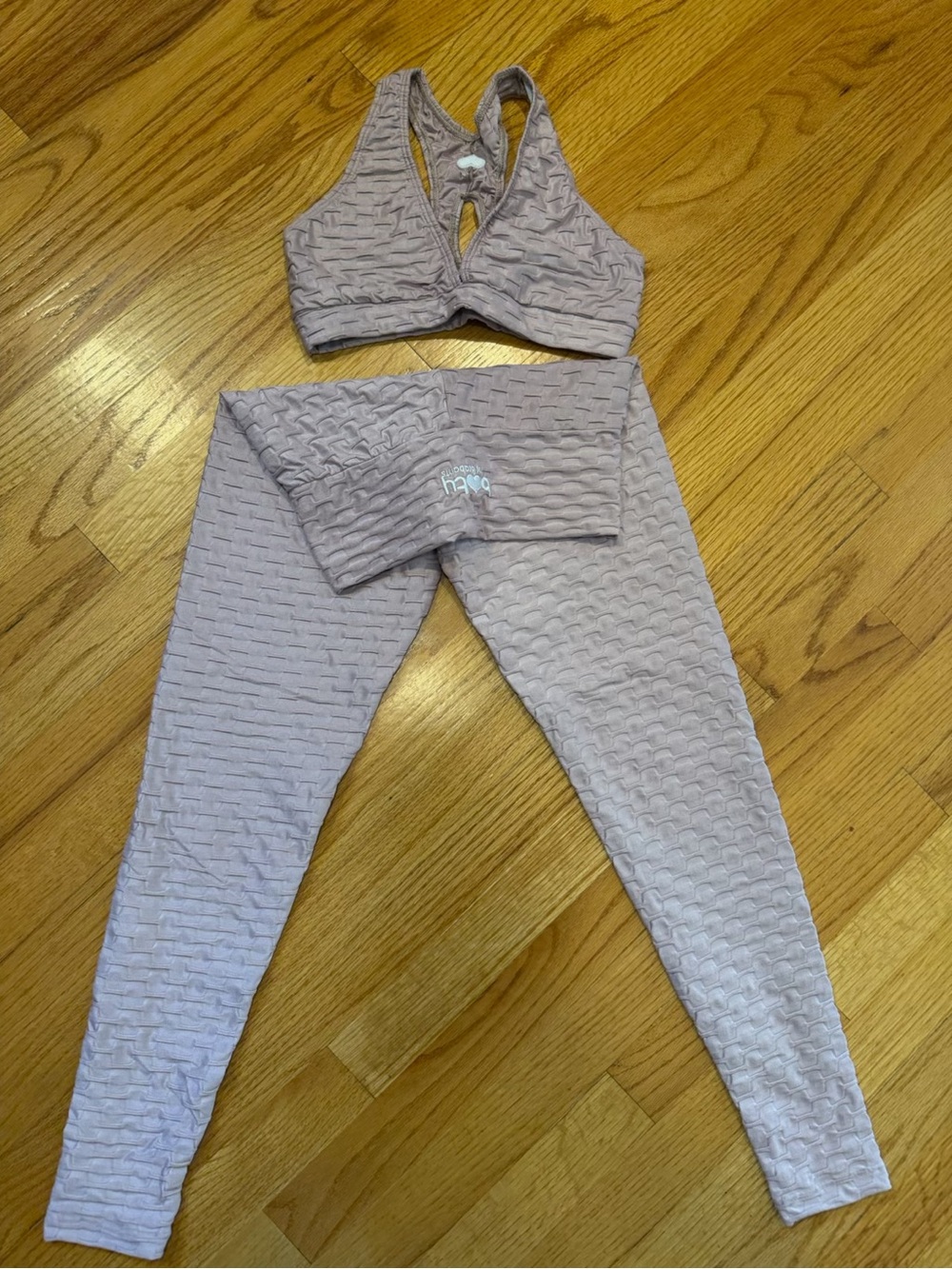 Booty by Brabants Pink Textured Leggings & Sports Bra Set